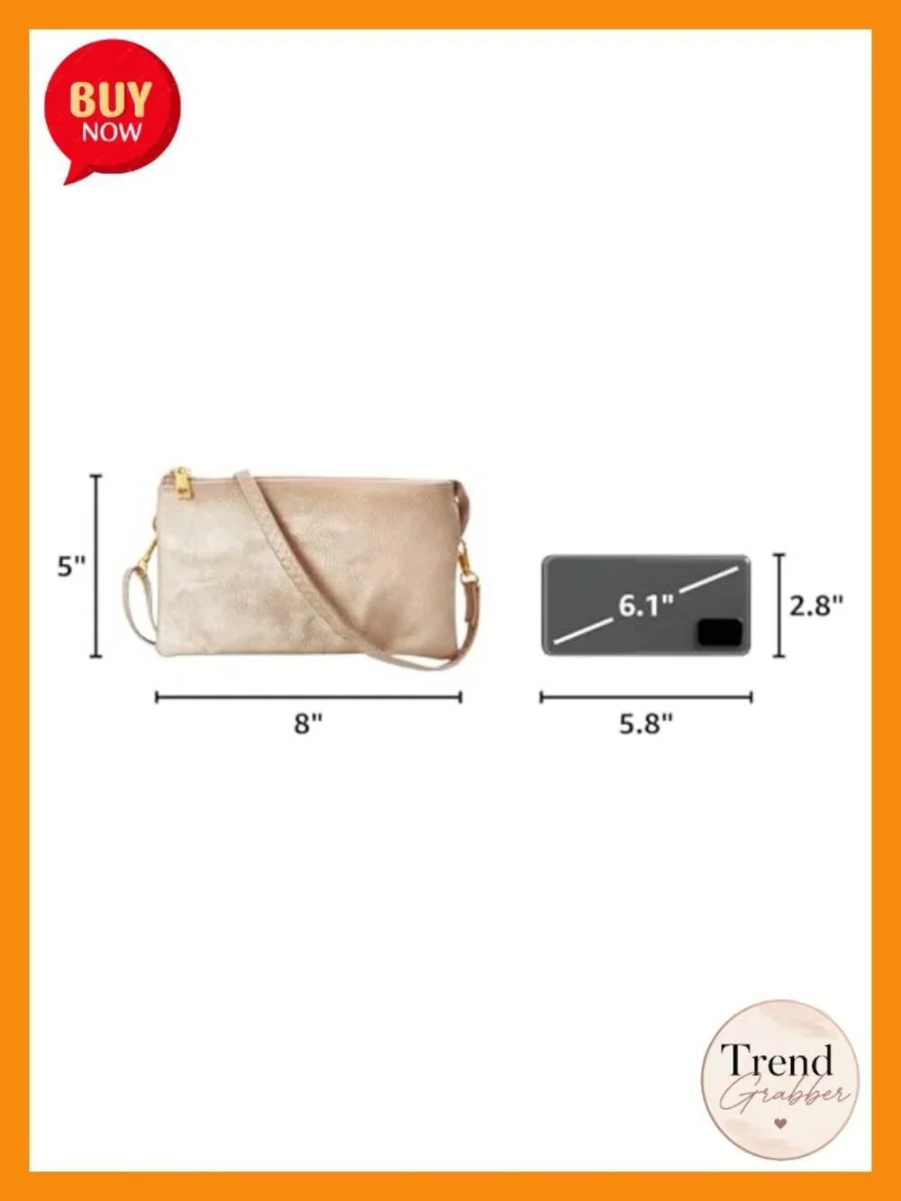 Vegan Leather Wristlet Purse - Convertible Crossbody Clutch with 2 Straps